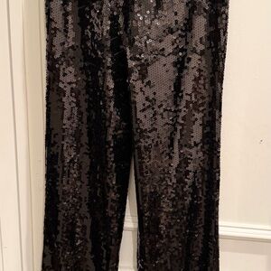 Good American Black Sequin Wide Leg Pants